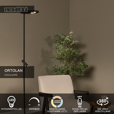Lucide ORTOLAN - Stehlampe - LED Dim. - CCT - 2700K/4000K - Schwarz | Essential